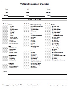 Free vehicle inspection checklist