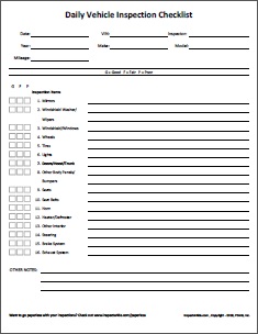 simple vehicle checklist