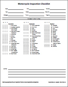 Free motorcycle inspection checklist